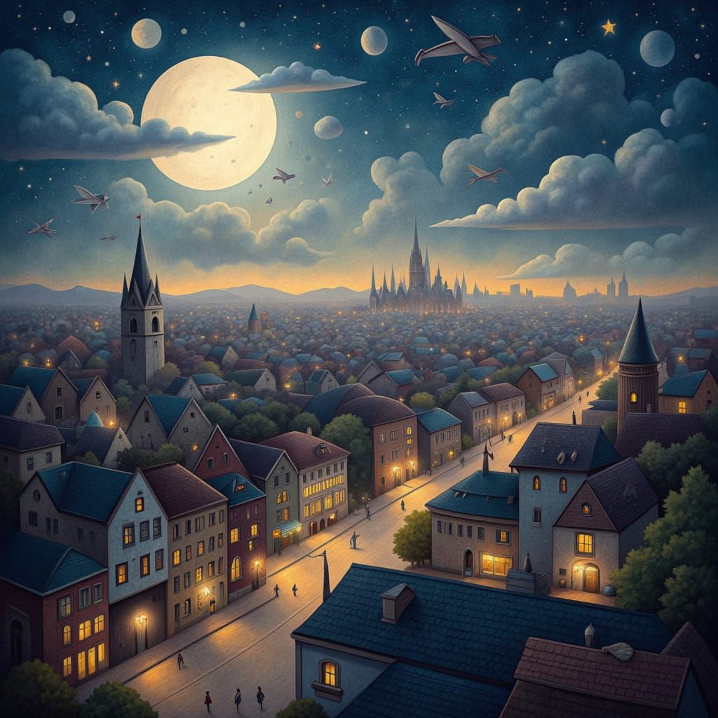 A city in the moonlight <lora:Geometrika:1.0>
