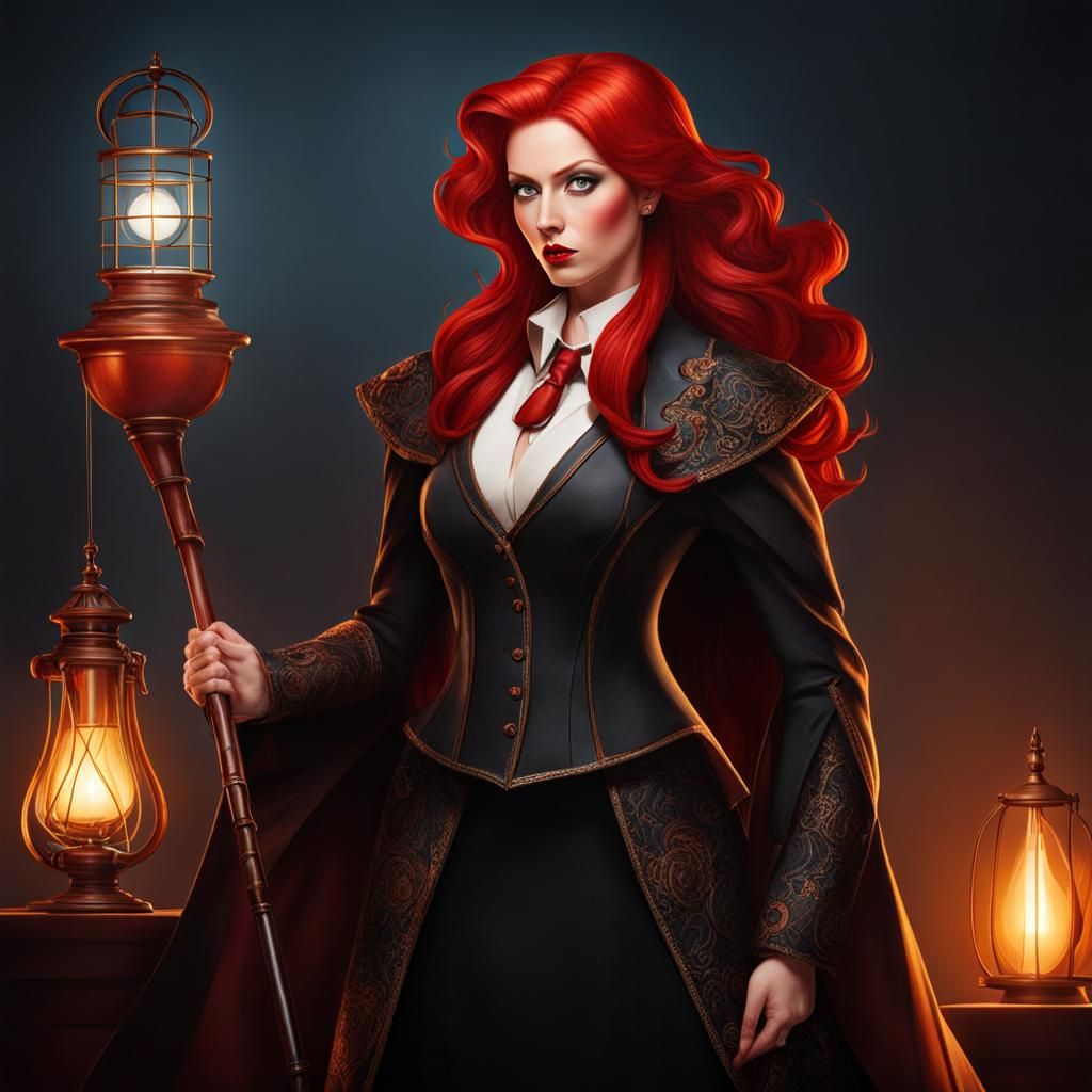 Evil Red-haired teacher - AI Generated Artwork - NightCafe Creator