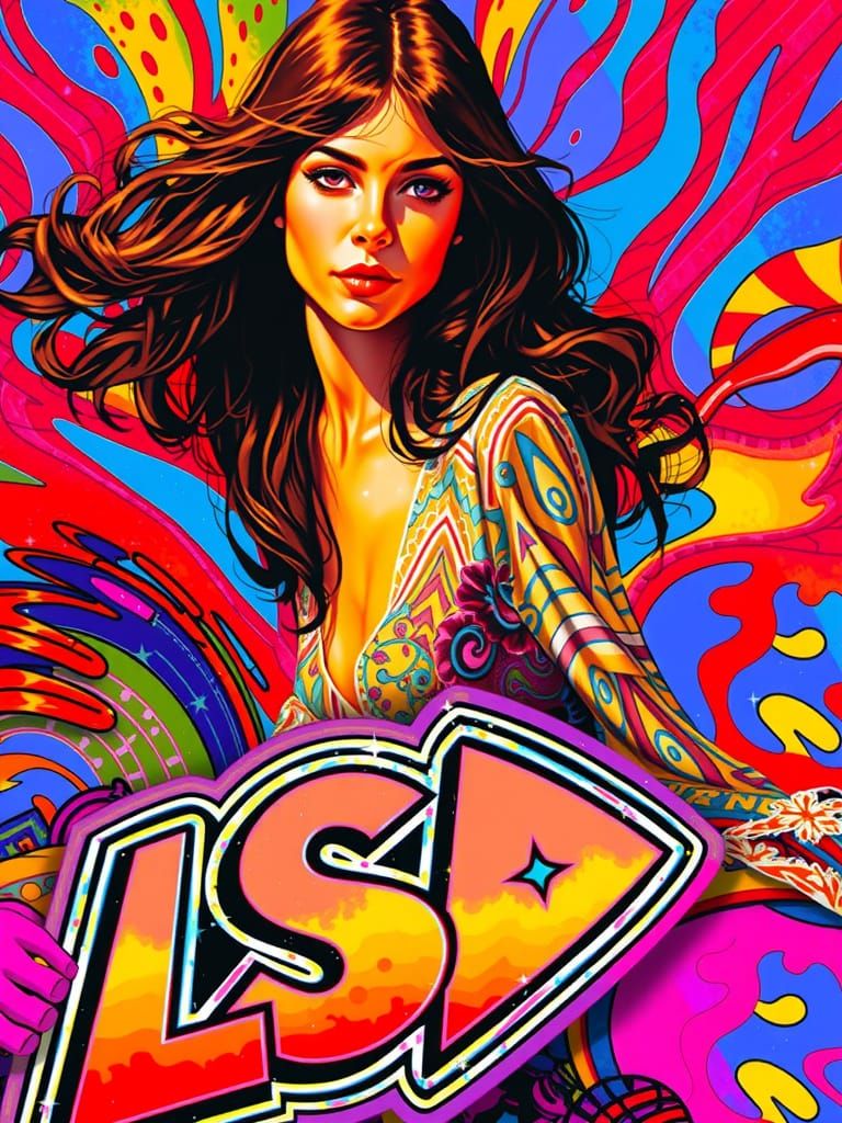 Surreal Psychedelic Dreamgirl in 1960s Style