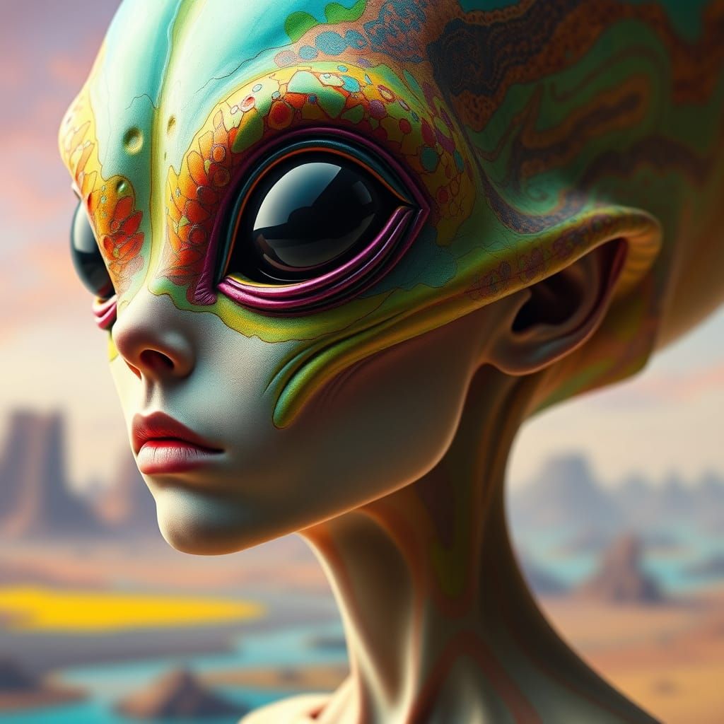 Caution: Alien Side Eye   by @AIUrbanTemple