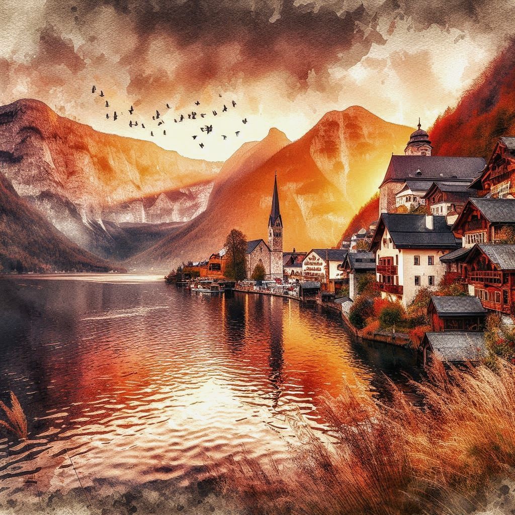 Small town in autumn