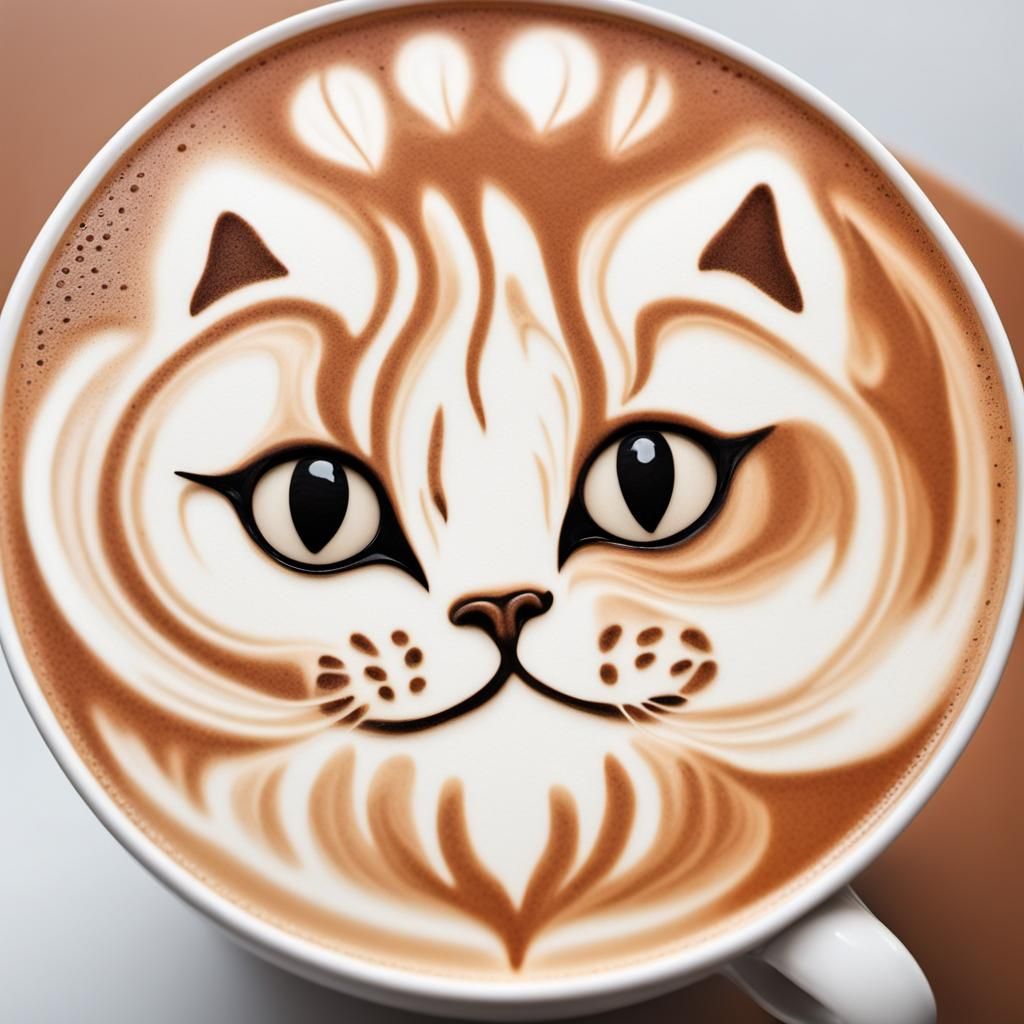 latte cat art.