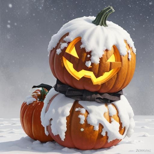 Pumpkin Covered in Snow