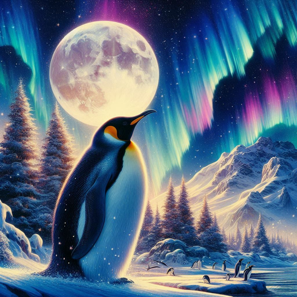 Moon and penguin