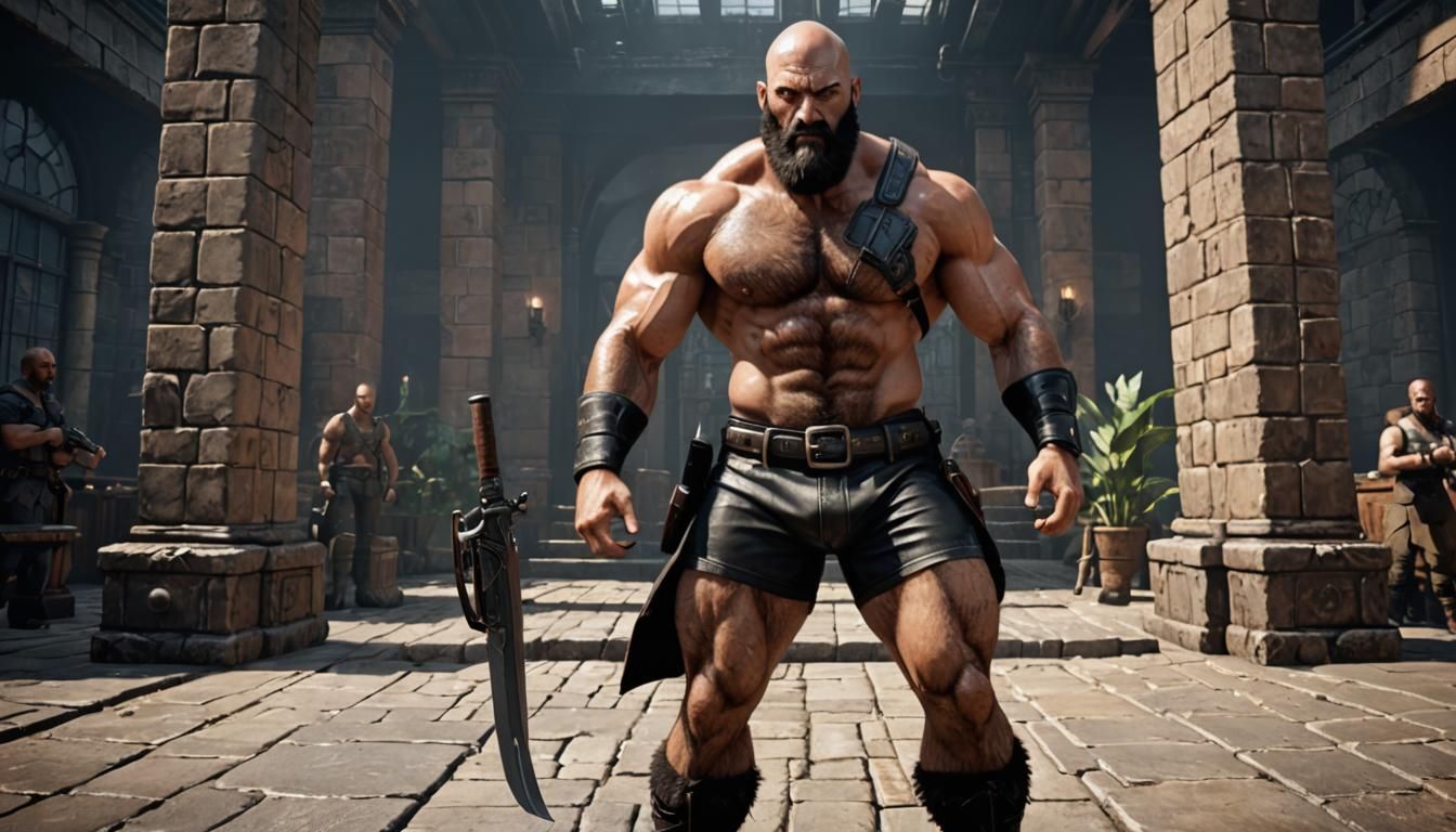 Leather boots, Hairy man with a big bulge in his leather boxer, black  boots, hairy legs, muscular legs, shirtless, big weapon, hairy chest,... -  AI Generated Artwork - NightCafe Creator