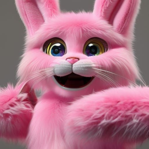 14k resolution furry pink bunny star ocean, giant pink bunny...