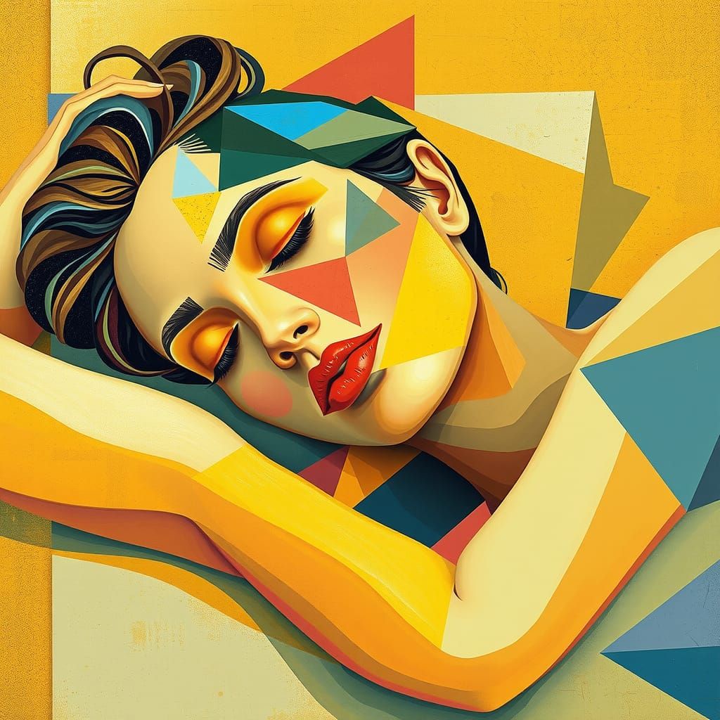 A sleeping woman in yellow  by @axelb