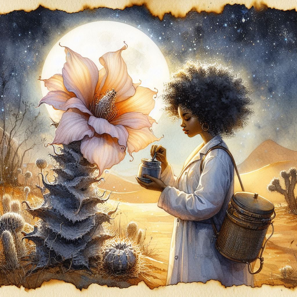 Collecting plant samples in the desert