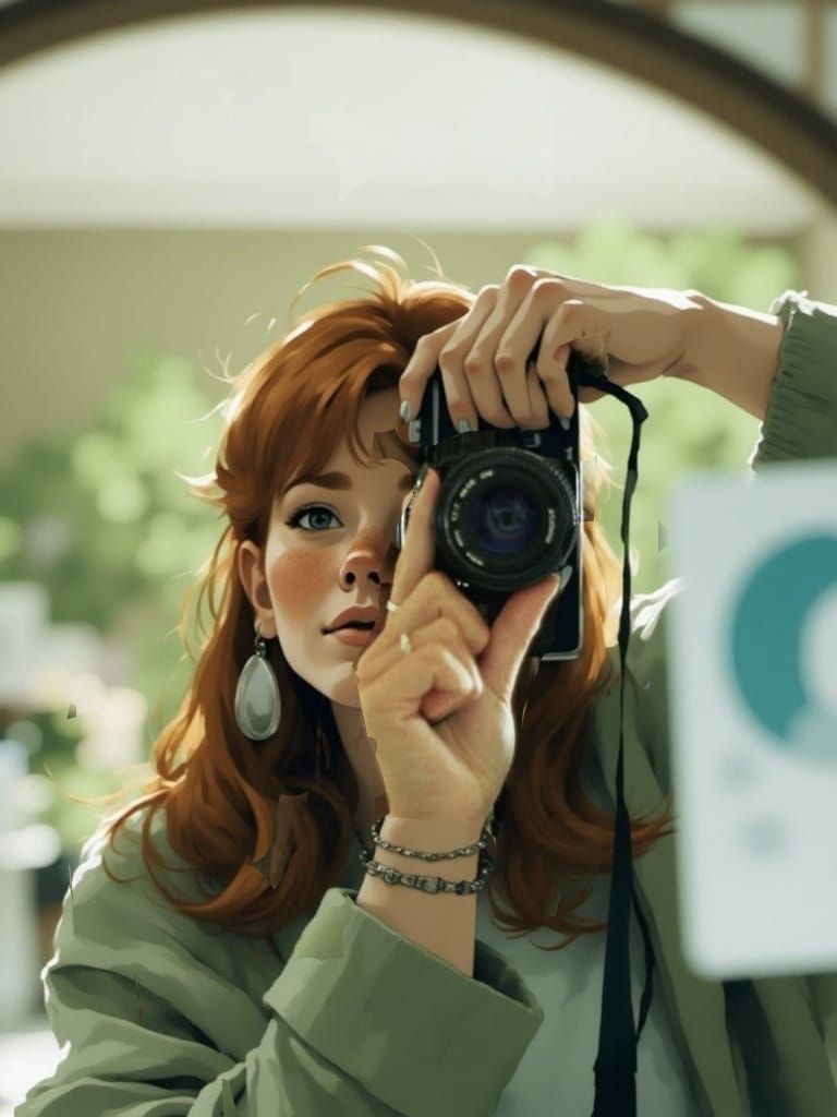 Fox-girl Vixen takes an old fashioned selfie using an analog...