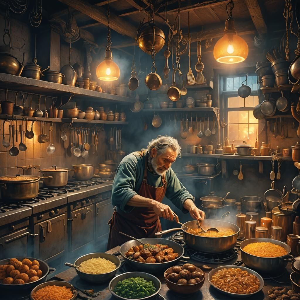 Magical Kitchen: Man Prepares Fantasy Meal