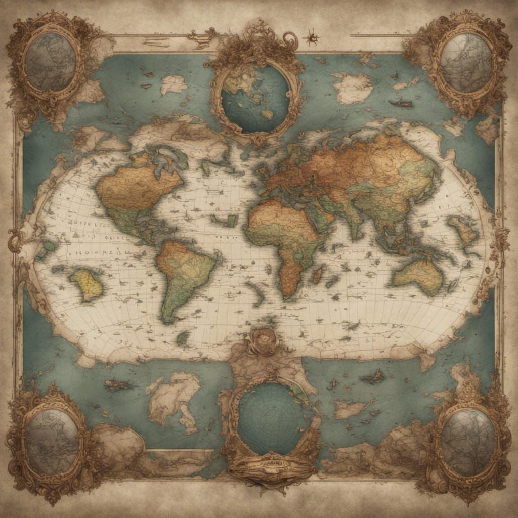 Fantastical 1800's Map of Infinite Continent