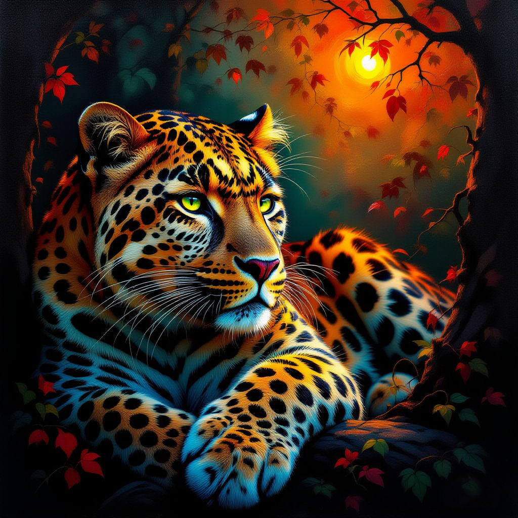 Stability Matrix Series - A majestic leopard prowling through the Australian outback at nighttime #4