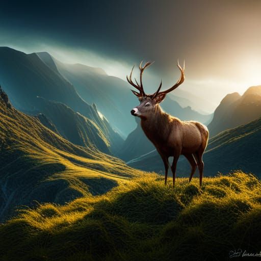 big stag in the mountains of nz