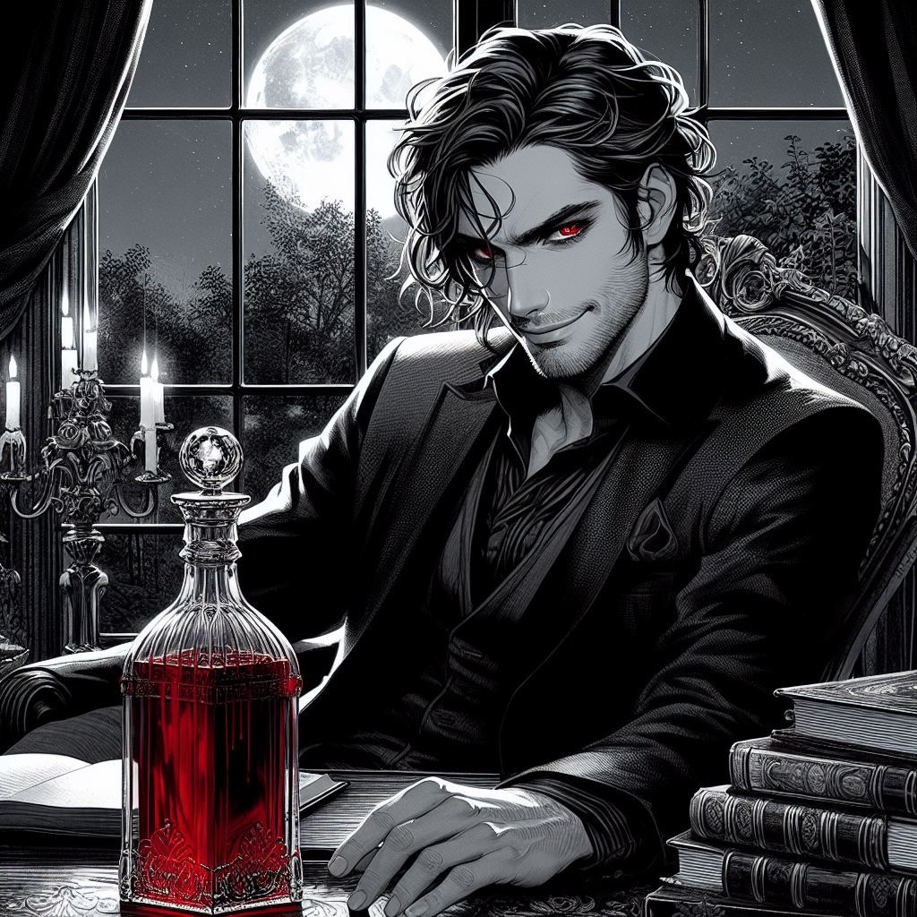Tristan Black, Vampire attorney, unwinding after a long night in court