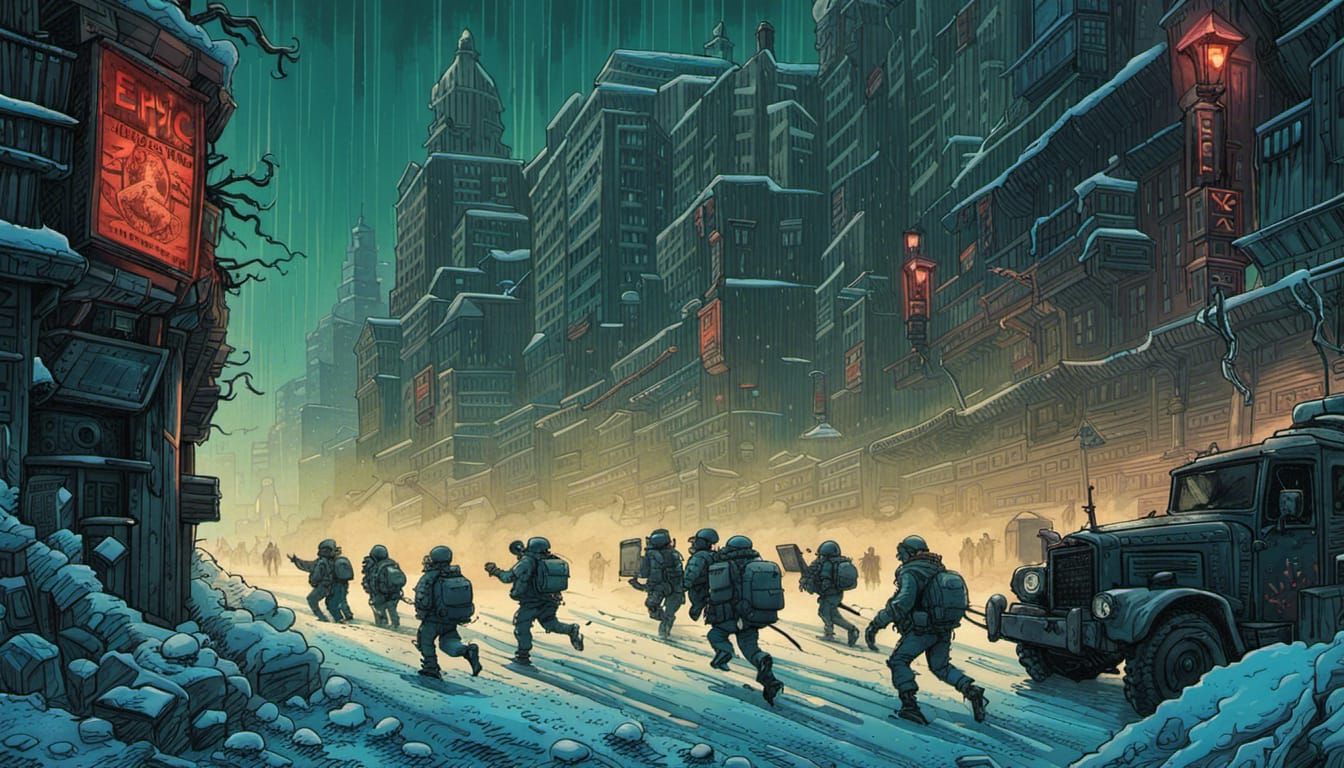 "Pandemic" people run dystopian military police in snowbound...