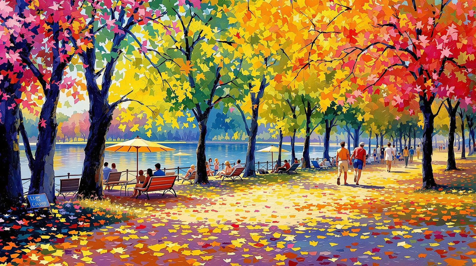 Sunday Afternoon on the Island of La Grande Jatte in the style of Leonid Afremov.  by @Gary Murakami