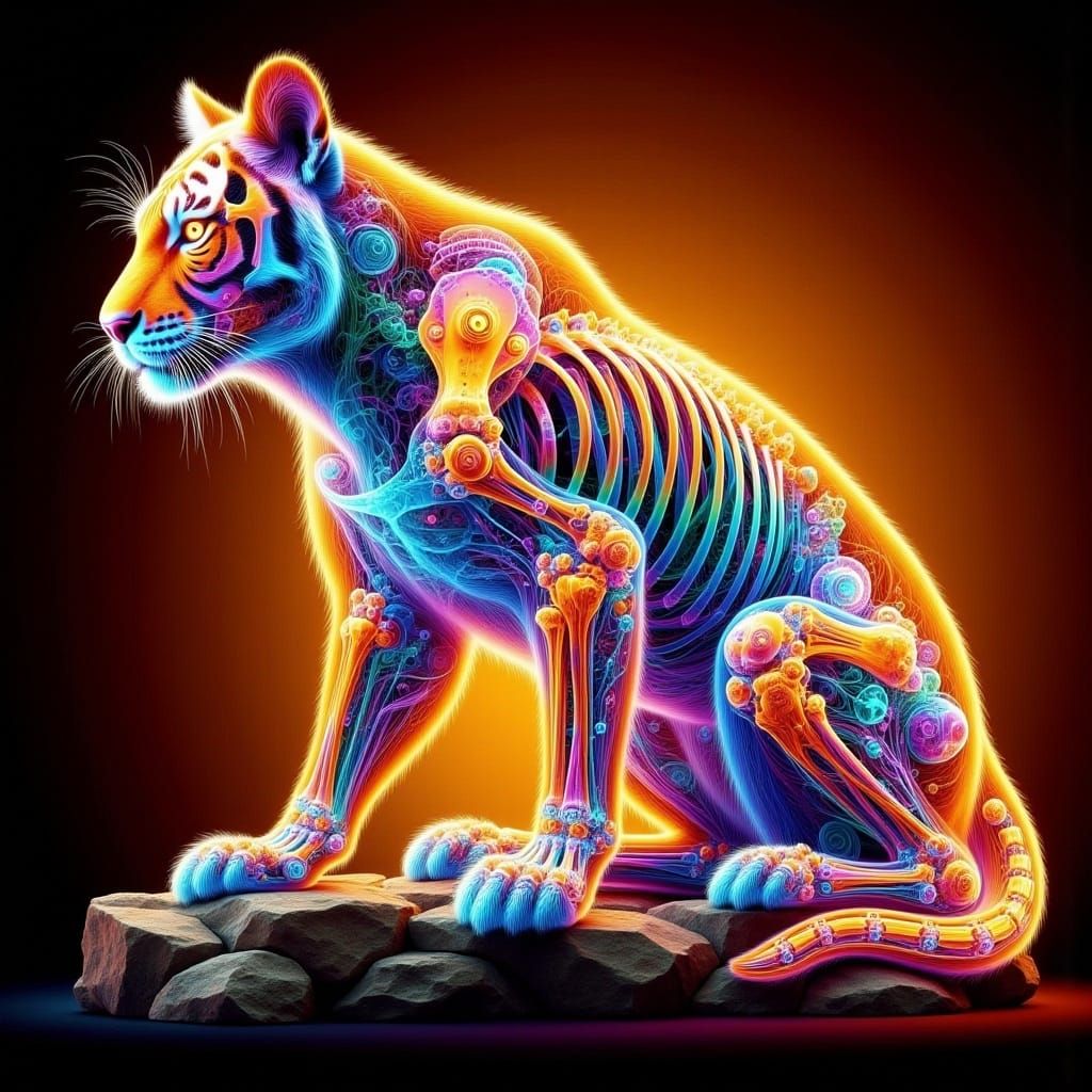 <lora:-BM UV XR AW-:1.0> x-ray art, tiger posing for the viewer
