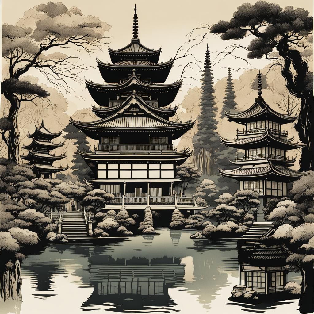 Japanese Temple - AI Generated Artwork - NightCafe Creator