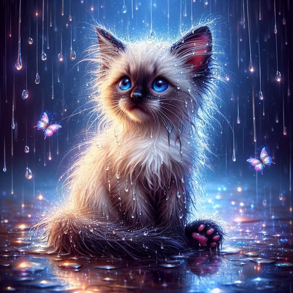 Kitten in the rain