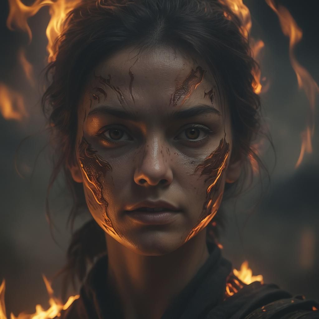 Flame-Illuminated Face: v3