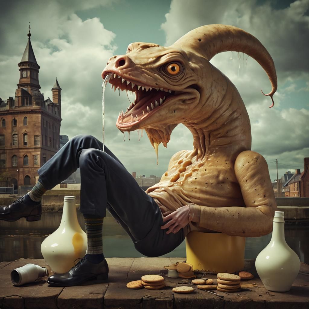 Surreal Dreamscape: Lady in the Radiator, Hyperrealistic Pho...