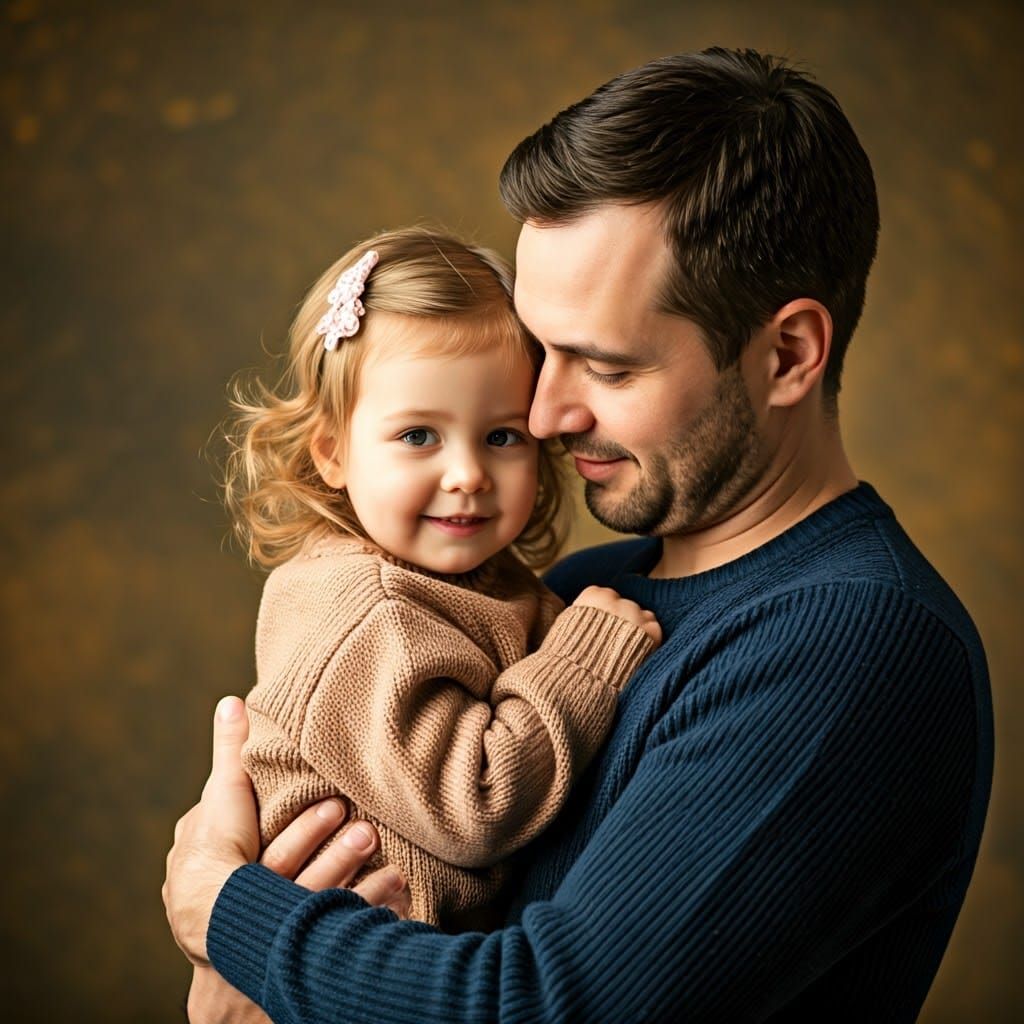 Father's Tender Moment with Adored Daughter
