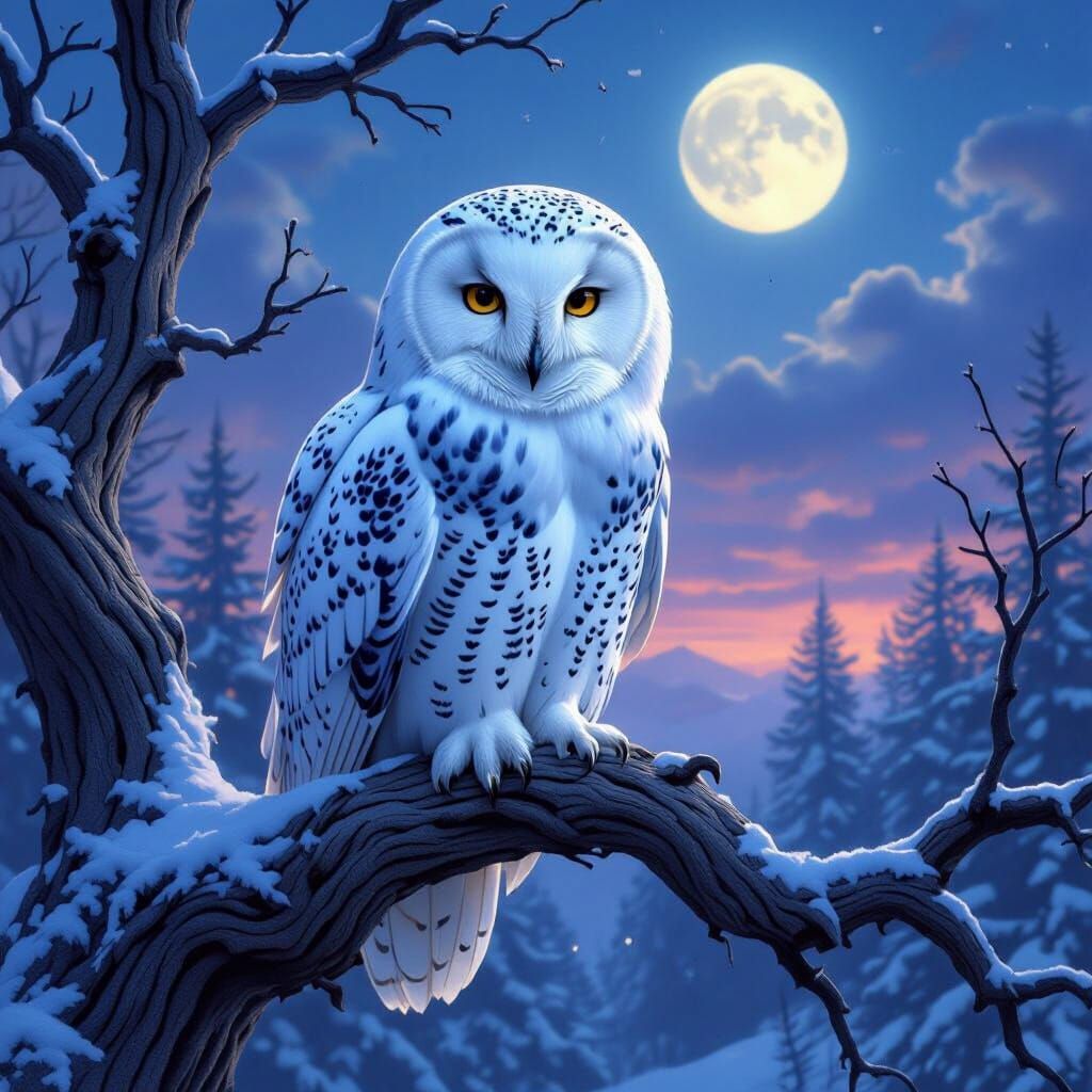 Majestic Snowy Owl in Hyperrealistic Digital Painting