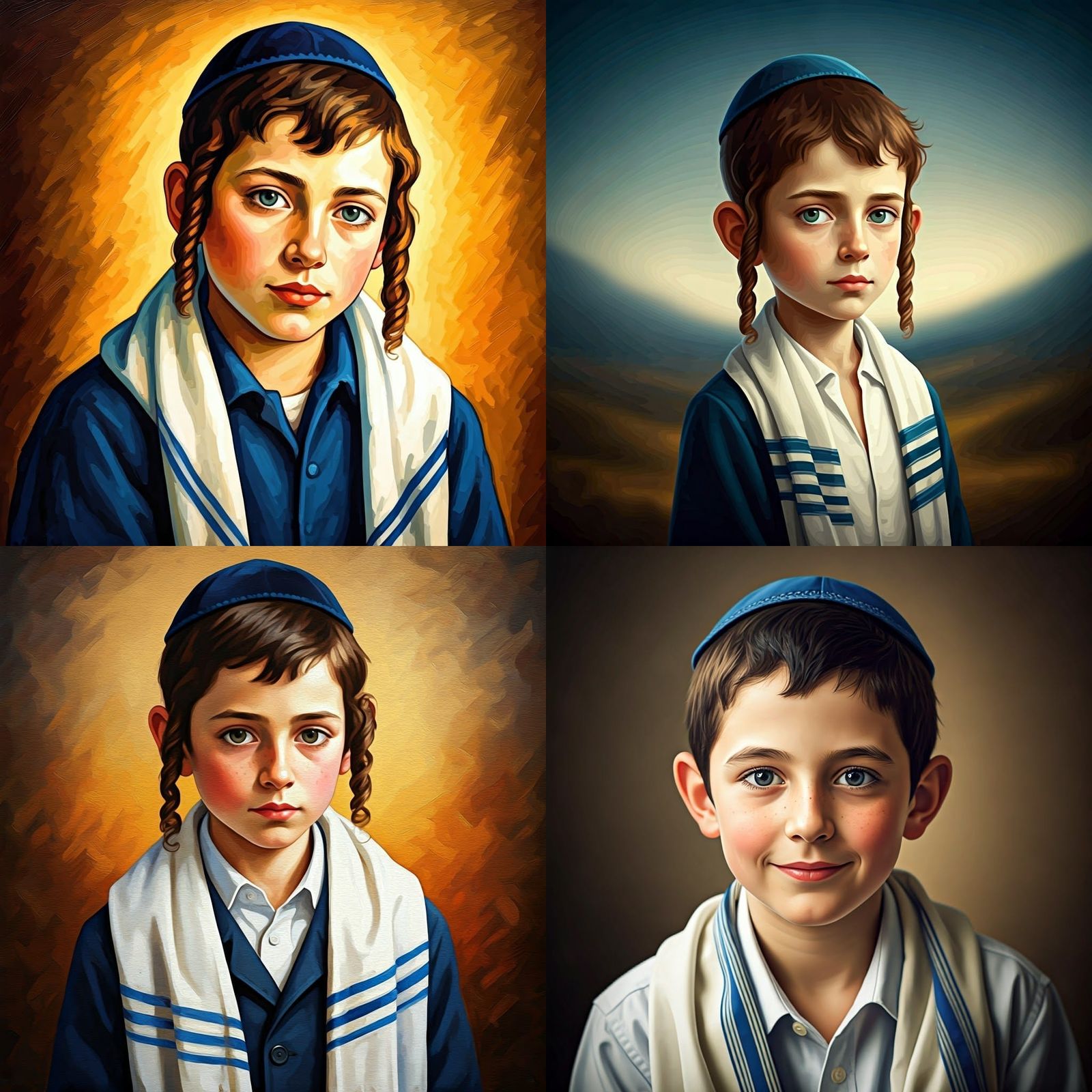 Gentle Jewish Boy in Traditional Kippah