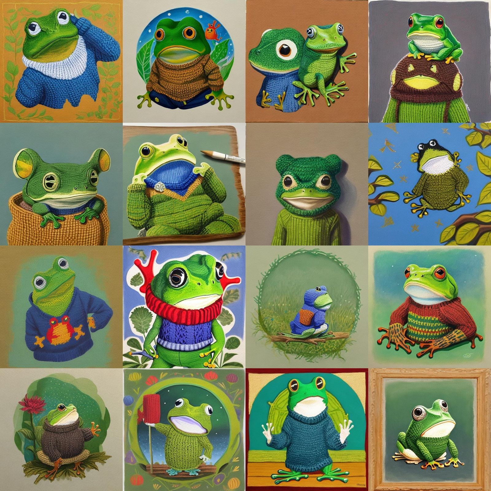 Cut frog wearing a knitted jumper AI Generated Artwork NightCafe