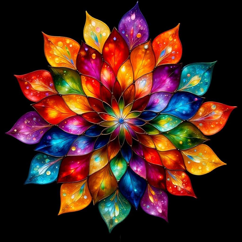 Kaleidoscopic Glass Wind Spinner in Hyperreal Impasto Style
