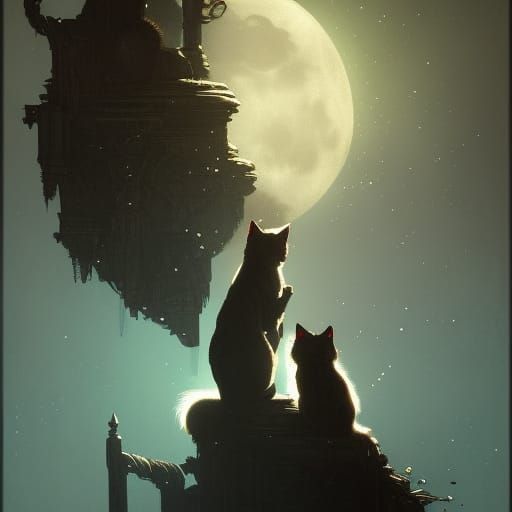 cat with moon