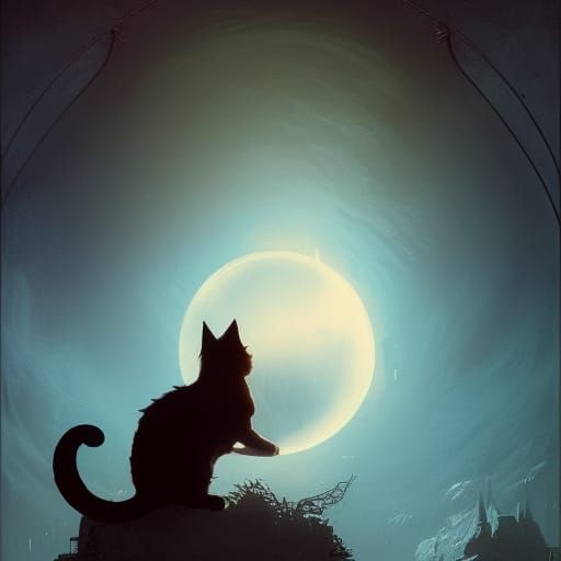 cat with moon