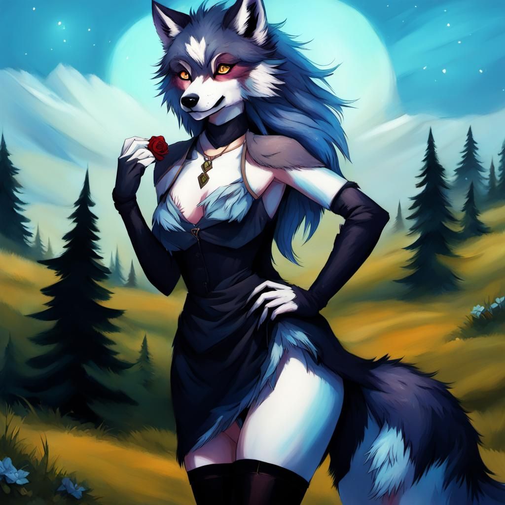 Furry art girl Wolf 
(Romantic )