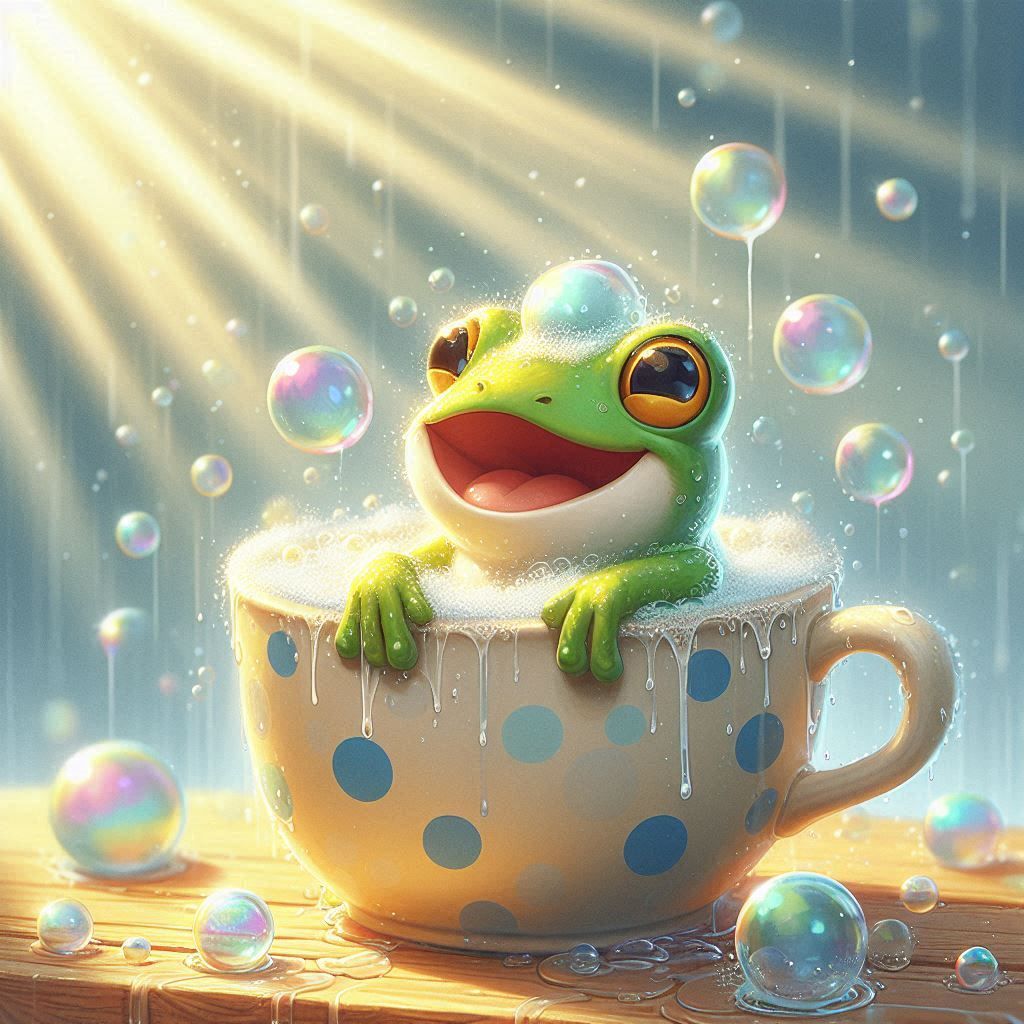 Frog in his bath
