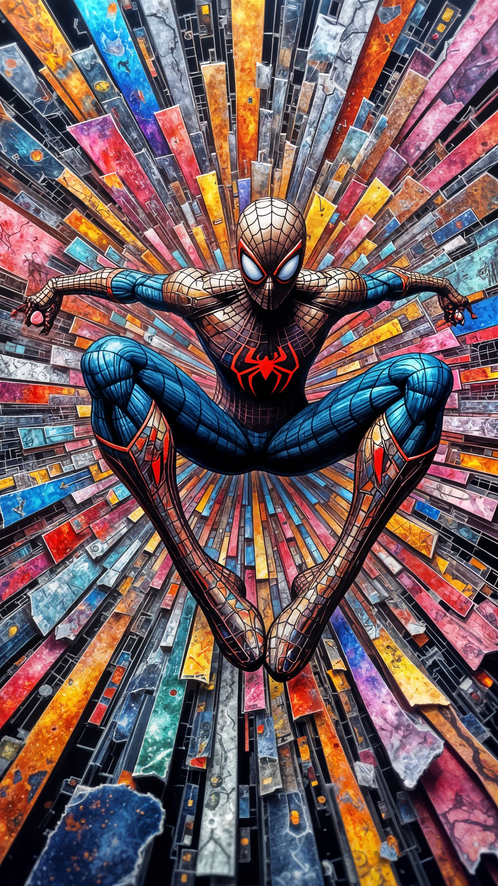 Spiderman in Swirling Comic Strip Form as a 3D Sculpture