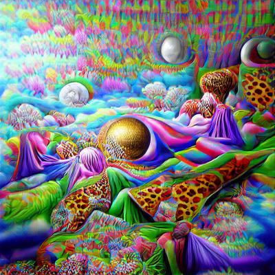 Parallel universe daydreams psychedelic detailed painting be...