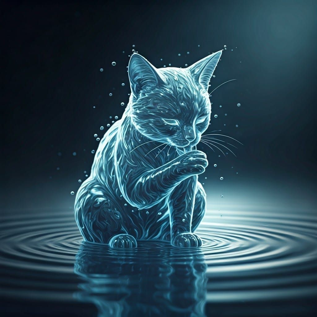 Whiskers and Water  by @Angorartist