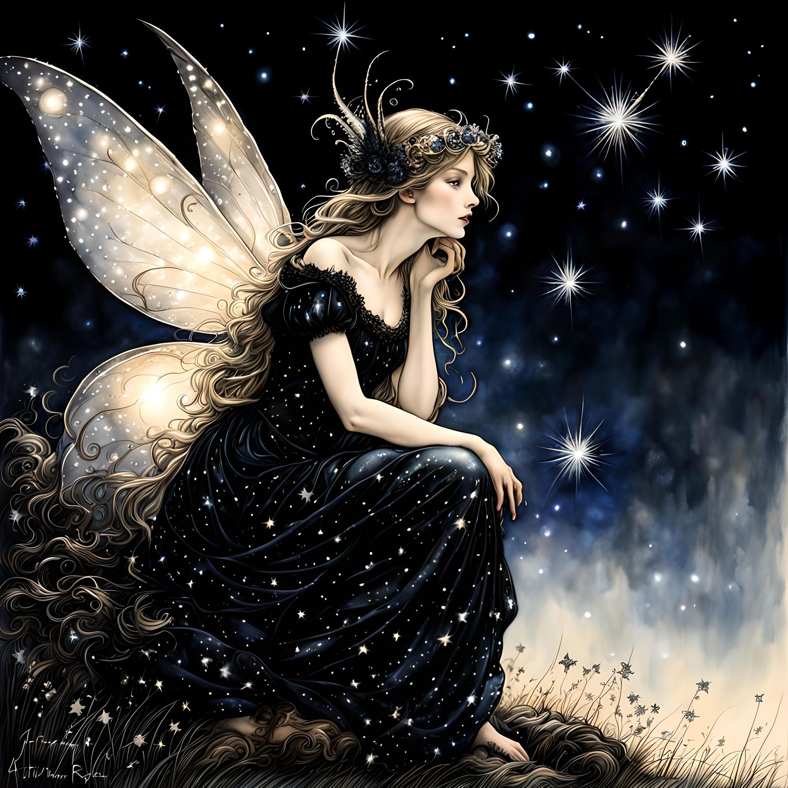 Faerie of the night, glimmer, shimmer, sparkle