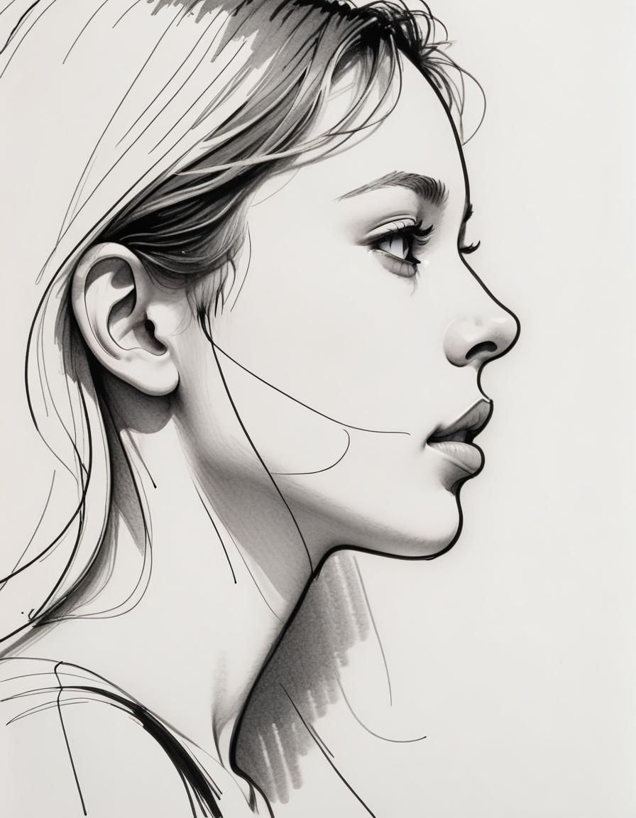 one Thick Black Marker line creates minimal side profile ske...