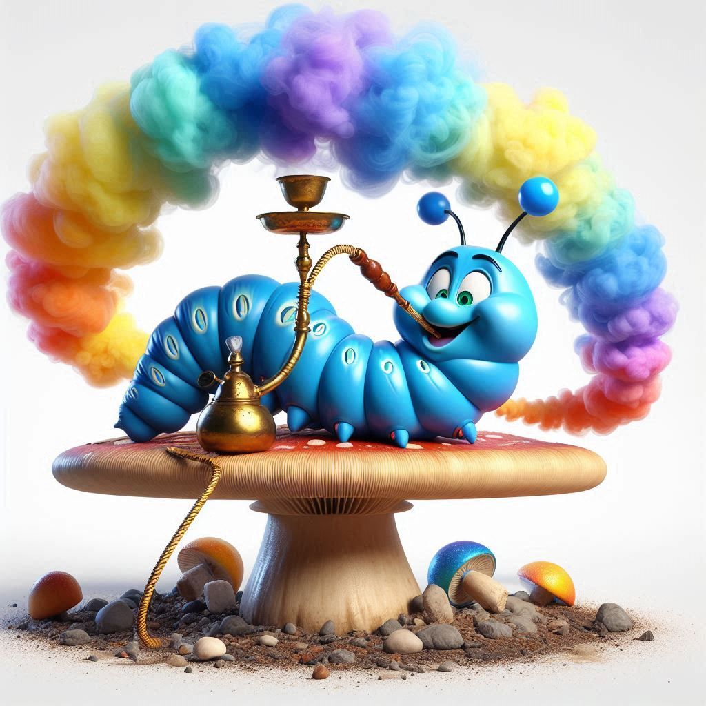 Excited Absolem, Caterpillar from "Alice in Wonderland" & his Hookah. 🐛🔅