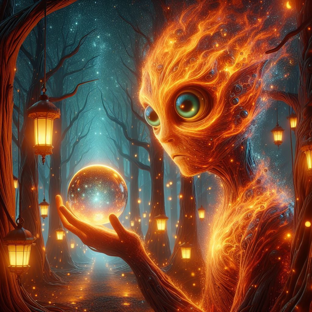 Man of Fire in enchanted forest