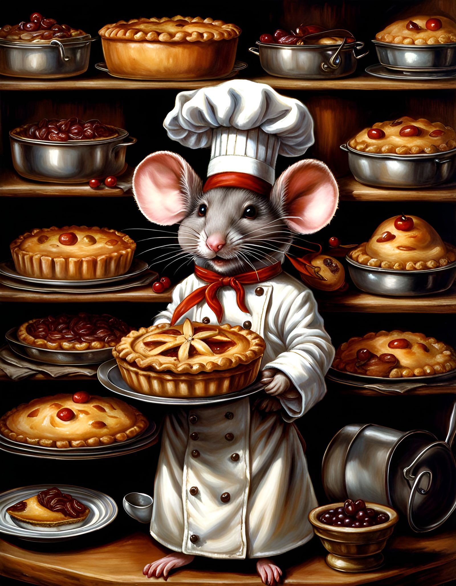 Patissier Chef Les Grandes Oreilles with a display of his award-winning pies  by @Ex-Nihilo