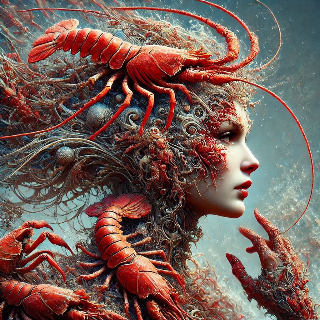 My Dark Fantasy Series Surreal Portrait  with crustaceans