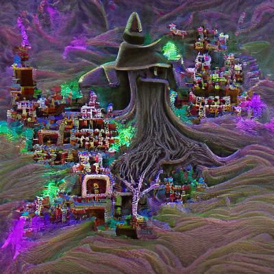 witch village surrounding the tree of corruption