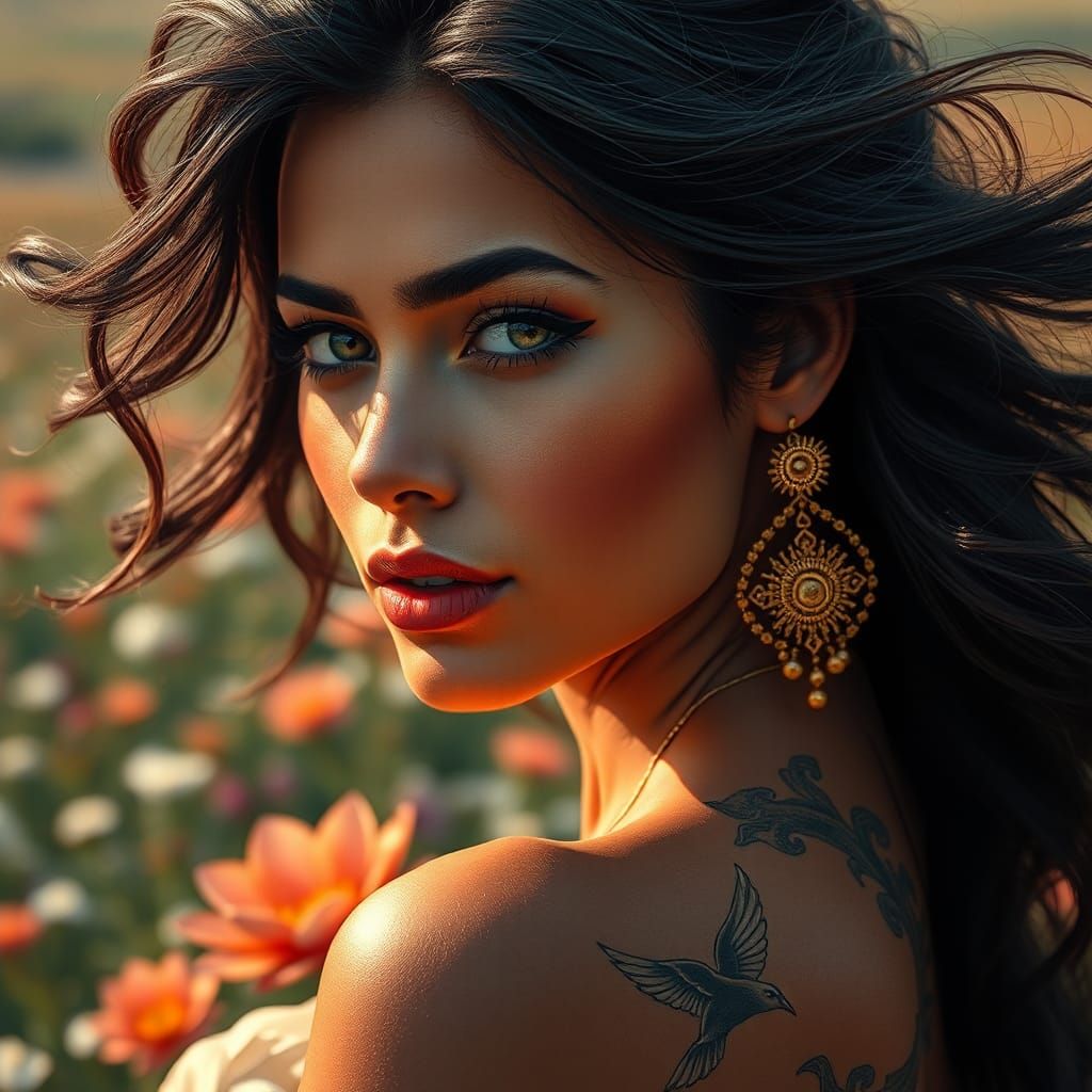 Beautiful Woman with Eastern-Inspired Style