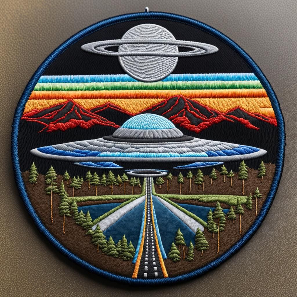 Embroidered circular patch AI Generated Artwork NightCafe Creator