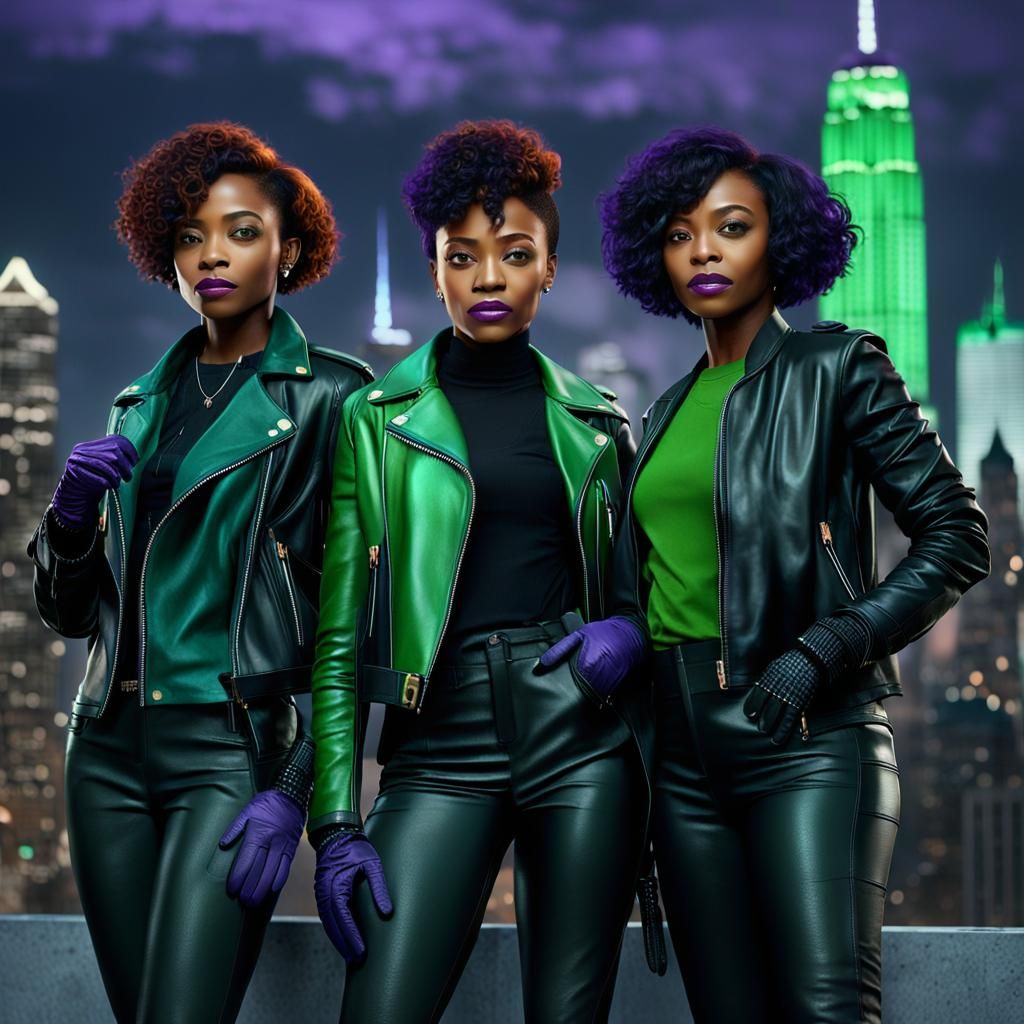 three stylish, short-haired Black women are real life sister...