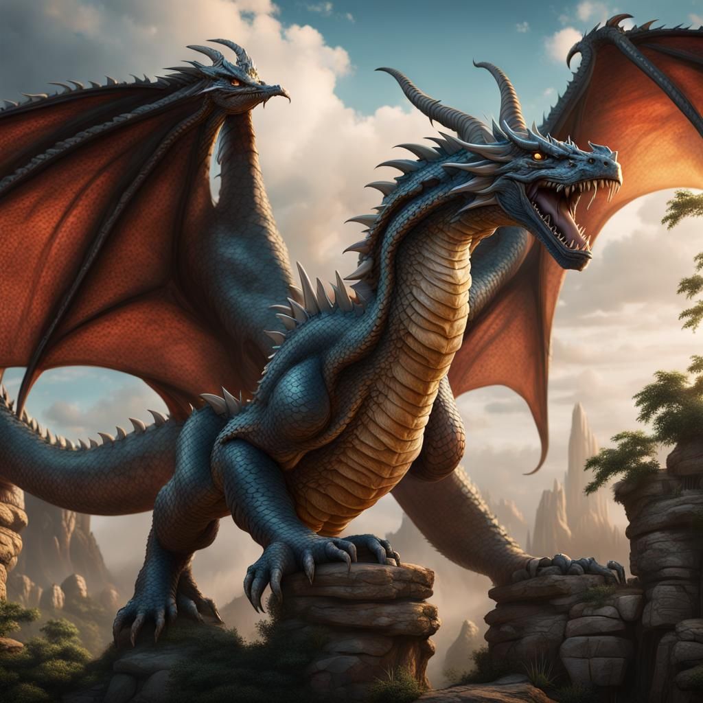 Rising toward the sky, a giant serpent-like dragon. - AI Generated ...