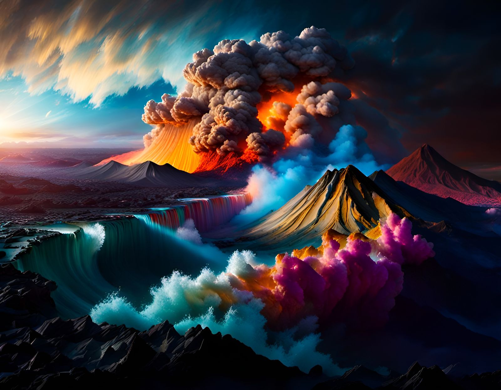 "false color" photography provided by NASA; satellite landscape; volcano; astrophotography; exquisite; fine-art landscap...