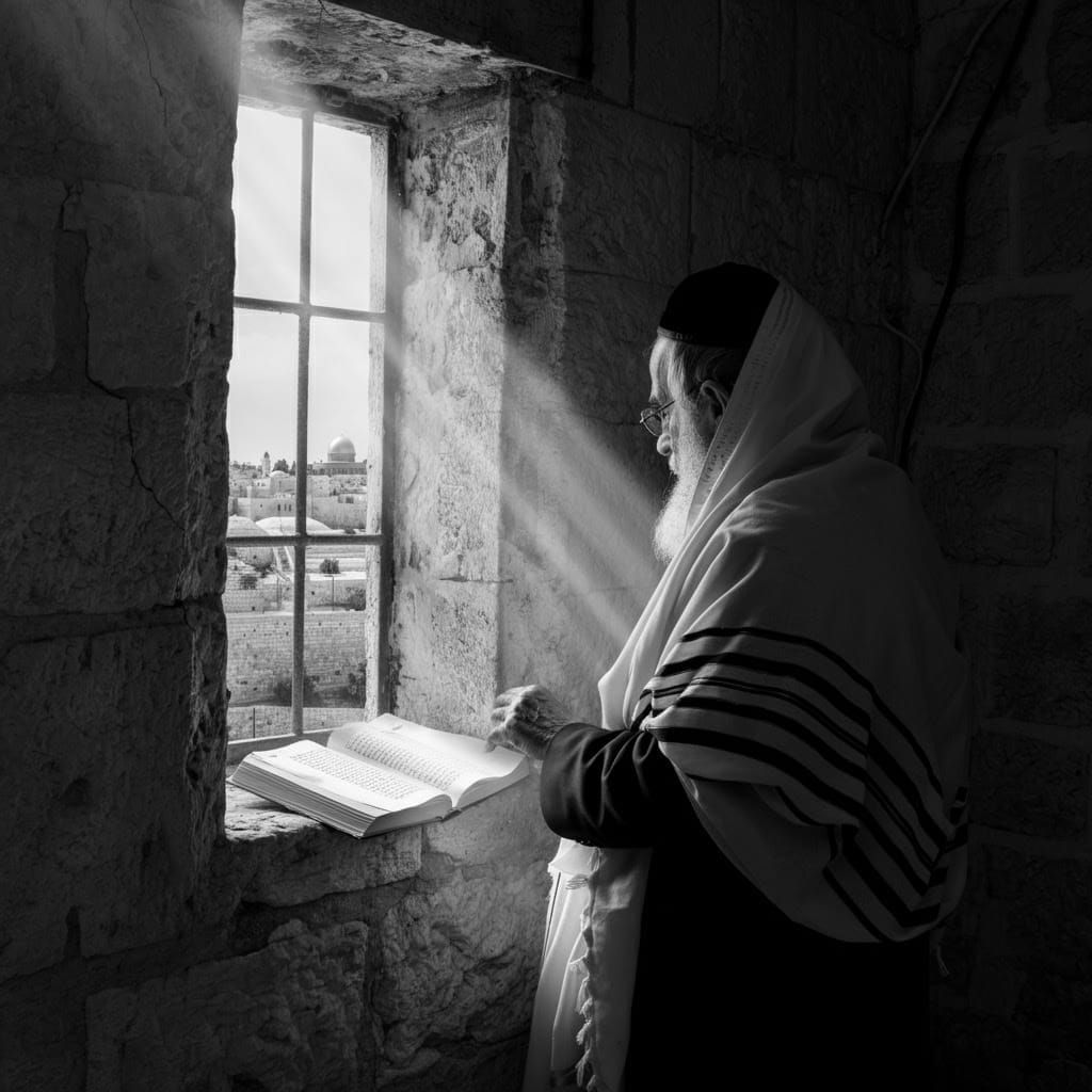 Hasidic Jew Praying in Jerusalem: Evocative Image